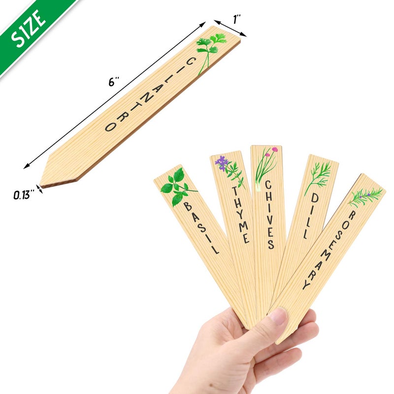 Huray Rayho 12PCS Wooden Indoor Herb Plant Labels Signs - Assorted Indoor Garden Stakes - Re-Usable Plant Tags - Image 2